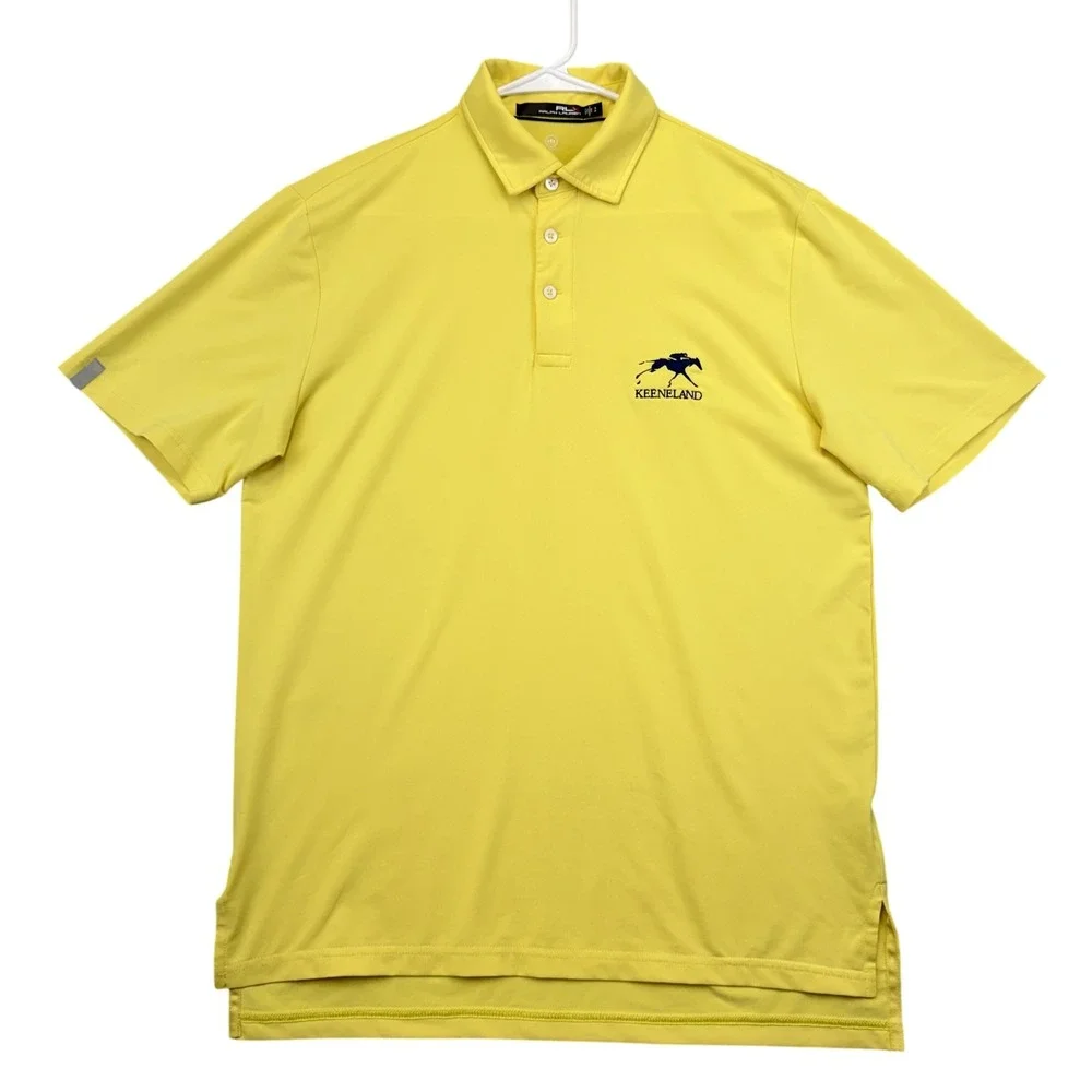 RLX Ralph Lauren Shirt Mens Small Yellow Keeneland Golf Polo Wicking Performance